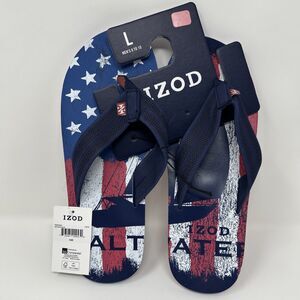 NWT MENS IZOD FLIP FLOPS MULTICOLOR  Large SIZE 9-10 BRAND NEW WITH TAGS,, LOOK